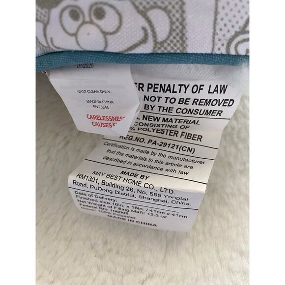 Sesame Street Square Decorative Pillow Big Bird Elmo Cookie Monster Ernie Bert - Picture 6 of 16